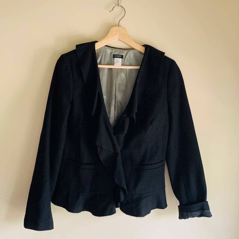 J.Crew Wool Blend Ruffle Embellished Blazer